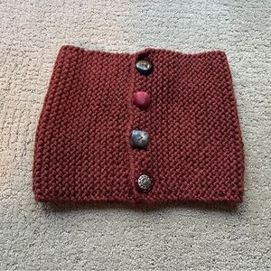 Maroon Buttoned Women's Cowl neck warmer